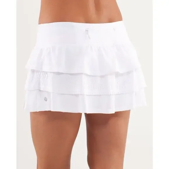 Lululemon Run Nothing to Hide Mini Micro Skort Skirt Shorts Tiered White Size 6 - Picture 14 of 16